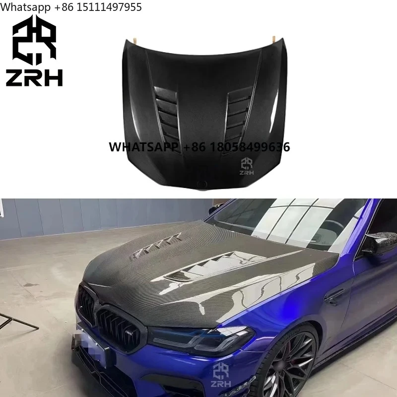 Auto Retrofit Parts Engine Cover Hood Carbon Fiber V Style Front Bonnet for M5 F90 G30 G38 Engine Hood