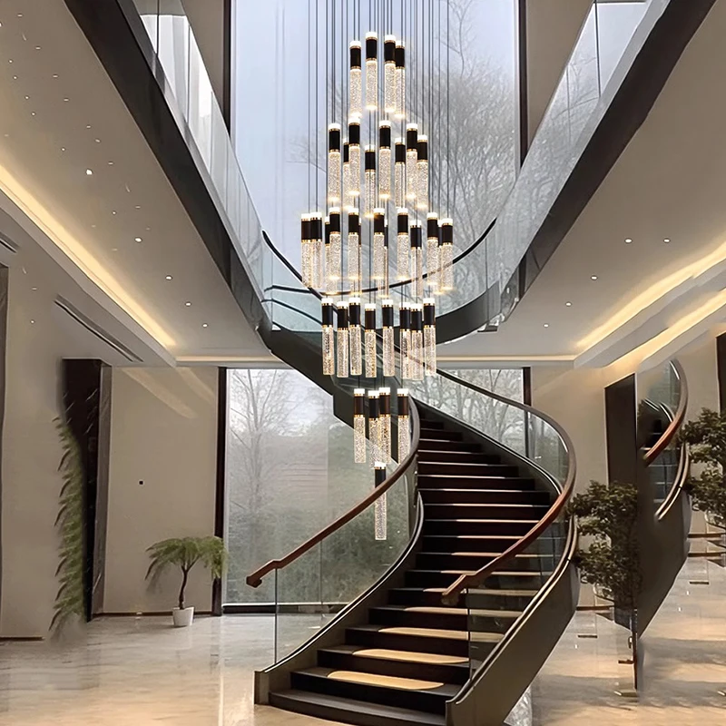 Plafonnier LED suspendu en cristal au design moderne, éclairage d'intérieur, luminaire décoratif de plafond, idéal pour un salon ou des escaliers