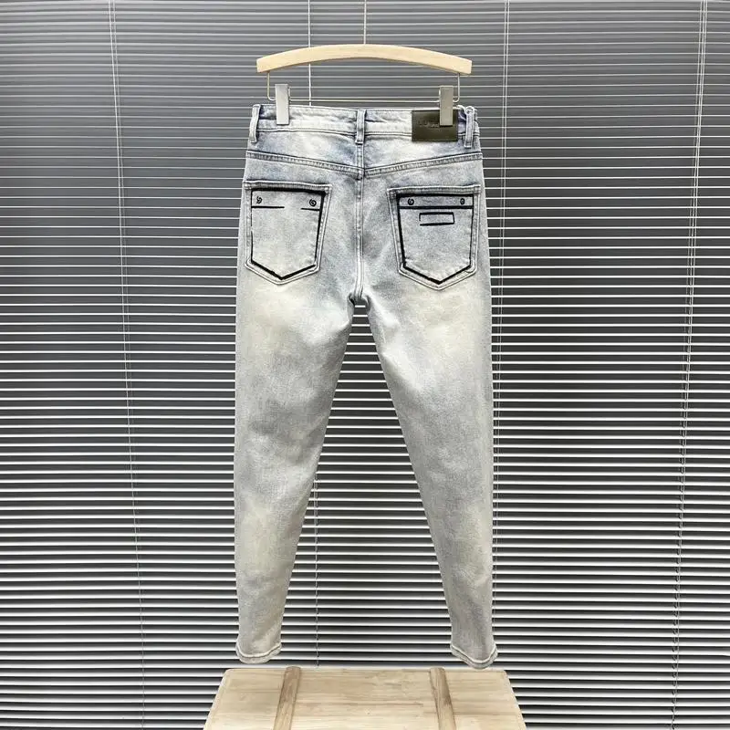 Jeans jeans de luxo slim masculino, furos rasgados, pintas pintadas, calças de grife casual, moda, primavera, outono