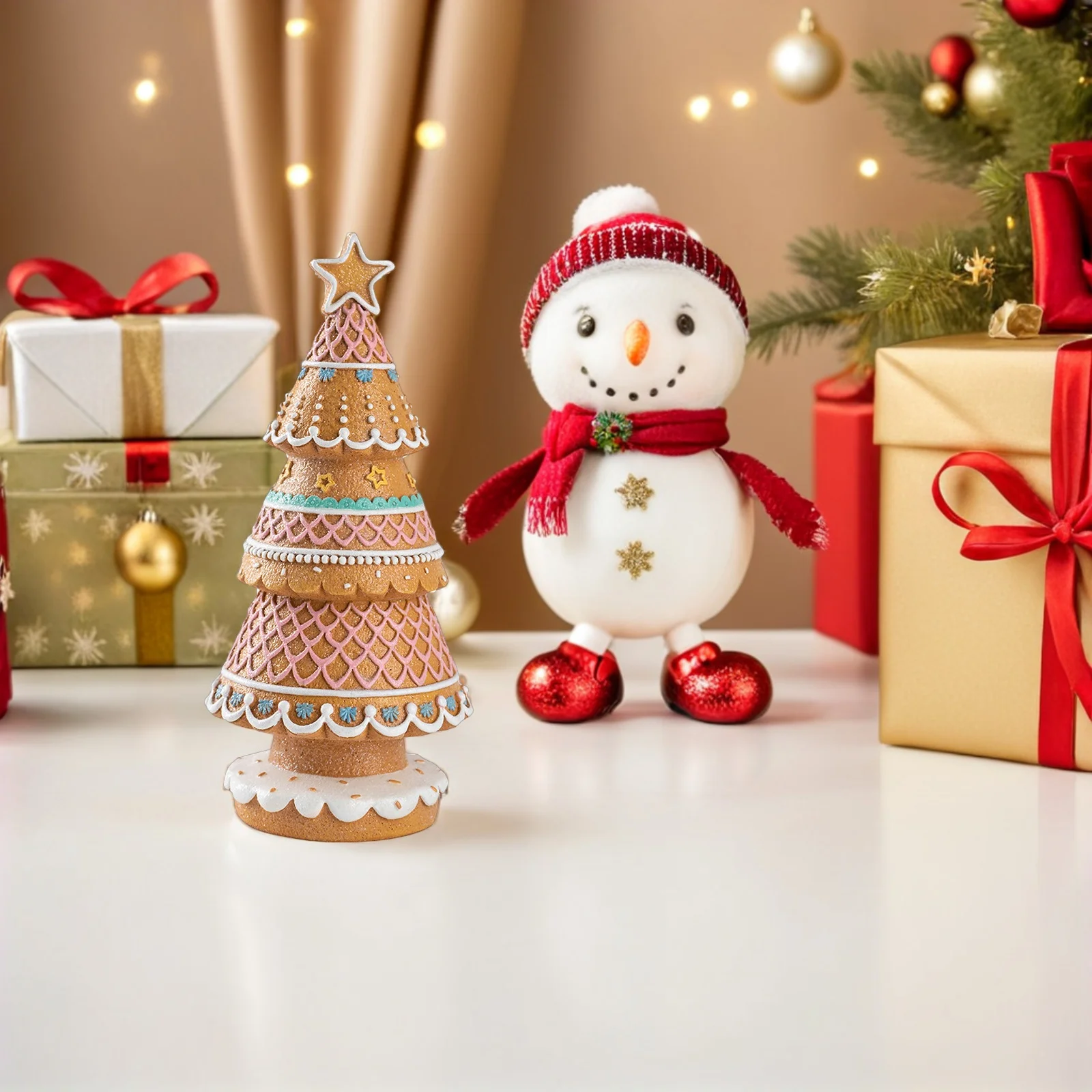 

Gingerbread Tree Resin Holiday Decor Decorative Christmas Tree Tabletop Candy Cake Tower Mantel Winter Tray Winter Candy Tower