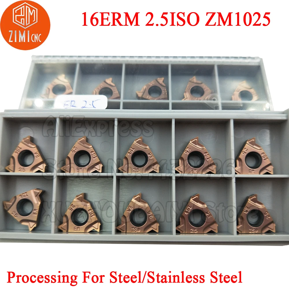 10 قطعة 16ERM 2.5ISO ZM1025 16ERM 2.5 ISO 16ERM2.5ISO خيوط كربيد إدراج نك مخرطة القاطع الموضوع بليد لالفولاذ المقاوم للصدأ