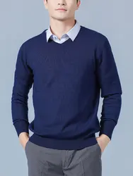 Suéter de cachemira para hombre, Jersey de punto con cuello en V, suave y cálido, Otoño e Invierno