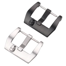 Stainless Steel Watch Buckle 18mm 20mm 22mm 24mm Silver Black Metal Brushed Skull Clasp Watch Band Strap Accessories