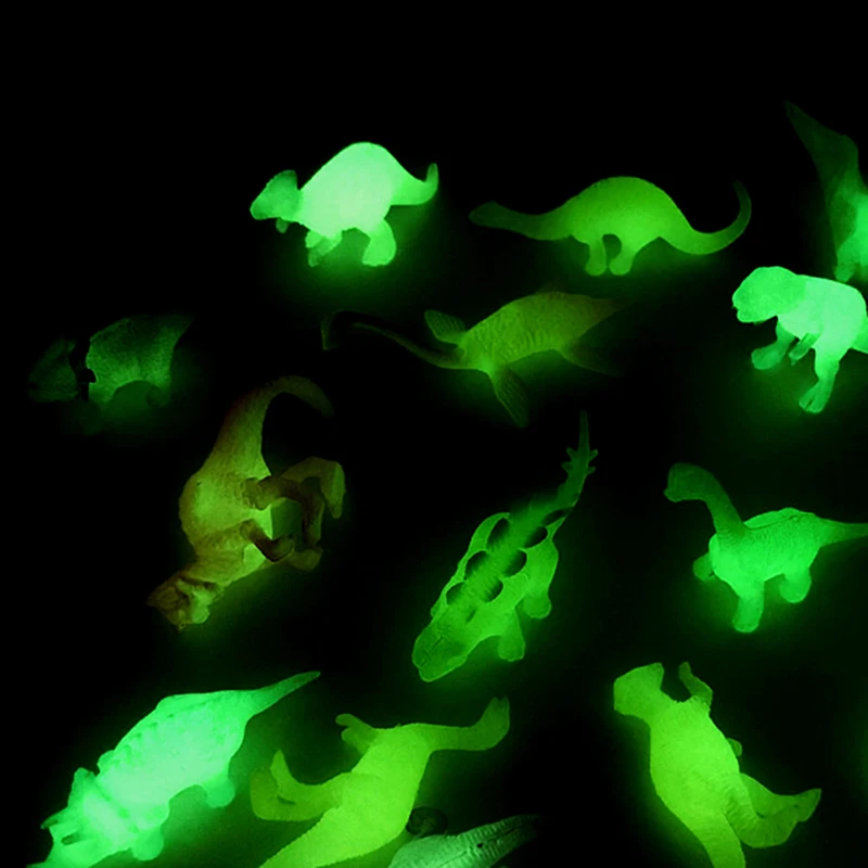 Mini Dinosaurs Toys Luminous Dinosaur Toy Glow In Dark Dino Figures Dinosaur Party Favors Supplies Gift for Kid Toddler Boy Girl