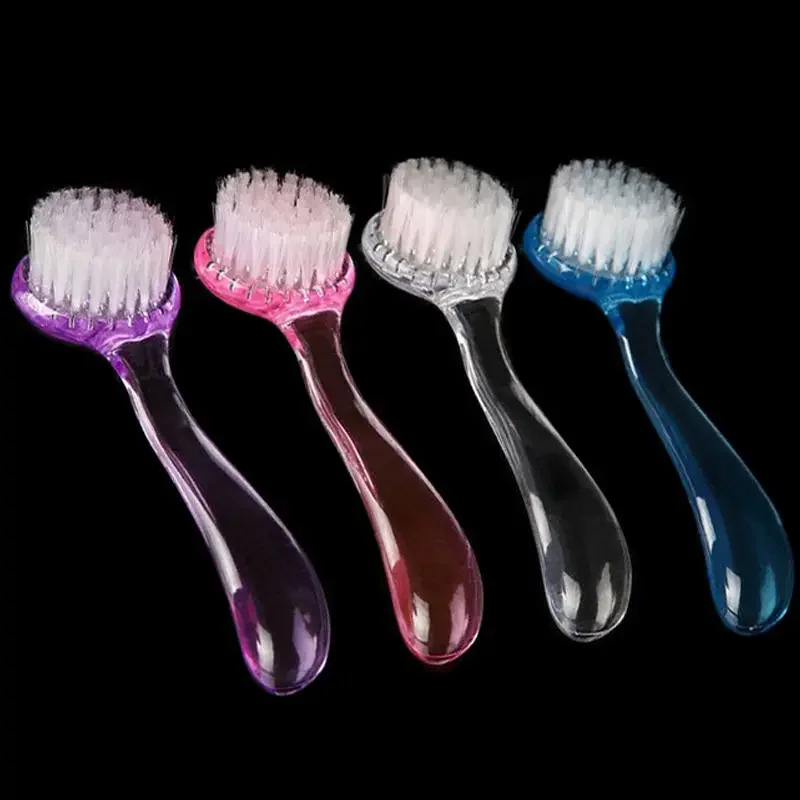 1 Pcs Plastic Nail Art Dust Cleaning Brush with Cap Round Head Makeup Washing Brush for Manicure Pedicure Nail Art Brushes Tools