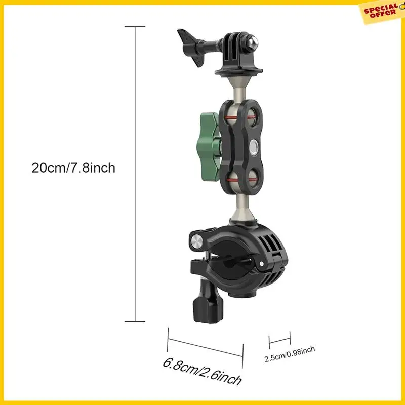 A25P دراجة نارية دراجة قوس مزدوج الكرة رئيس الذراع السحري ل Gopro 12 عمل كاميرا استبدال أجزاء الملحقات #6