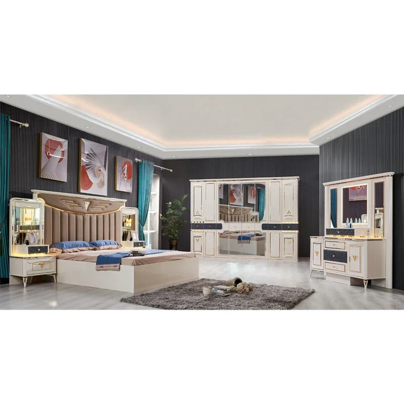 

#Contemporary Design Comfortable Queen Leather Upholstered Bed Modern Luxury Full King Bed Bedroom Set Furniture