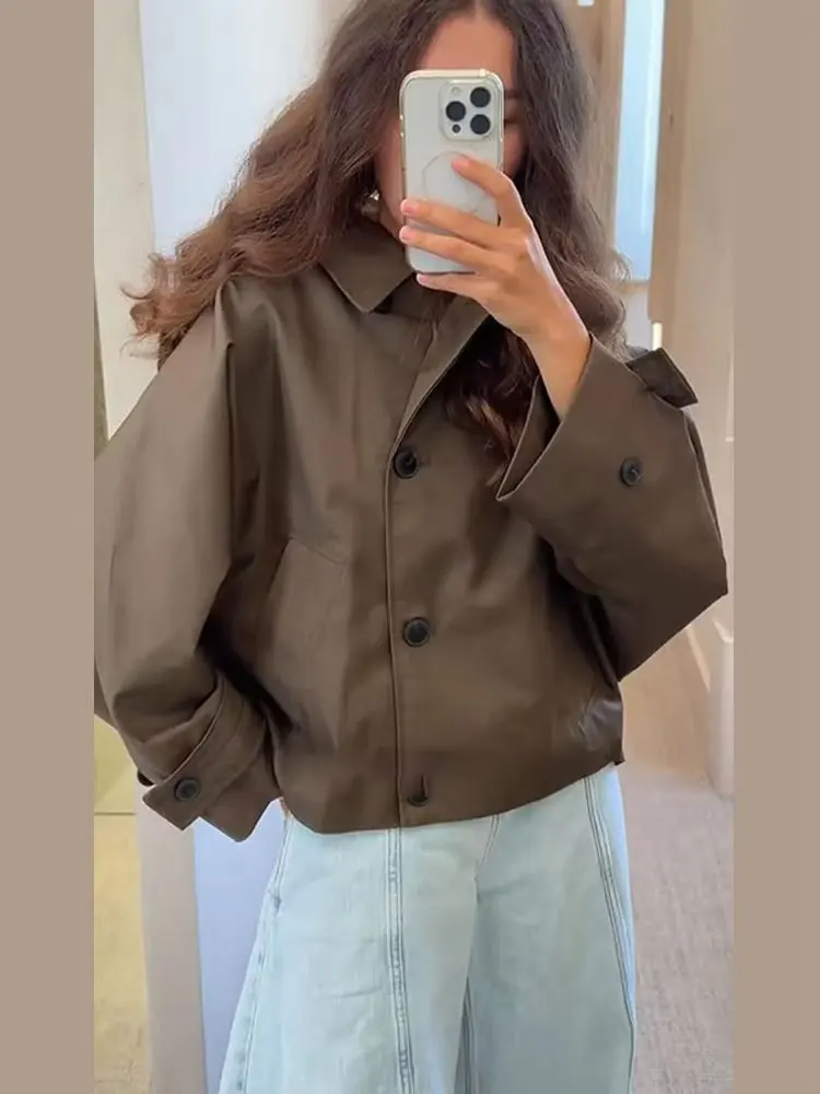 เสื้อโค้ทโอเวอร์โค้ทลำลองสำหรับผู้หญิง HH รุ่นใหม่ประจำฤดูใบไม้ร่วงปี 2025 แฟชั่นเสื้อคลุมแขนยาวมีฮู้ด สไตล์สตรีทแวร์สุดชิค