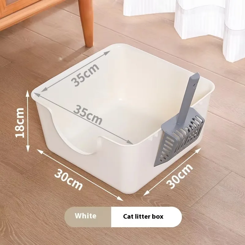

Small Size Eco-friendly Household Cat Litter Box Square High Fence Semi-Closed Design Anti-Splash Feature Plastic Material