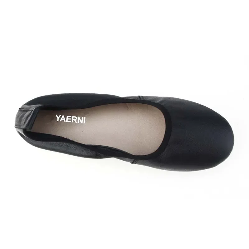 YAERNI Fashion Brand Women Shoes Leather Ballerina Ballet Flats Foldable And Portable Travel Pregnant Shoes For Bridal Wedding