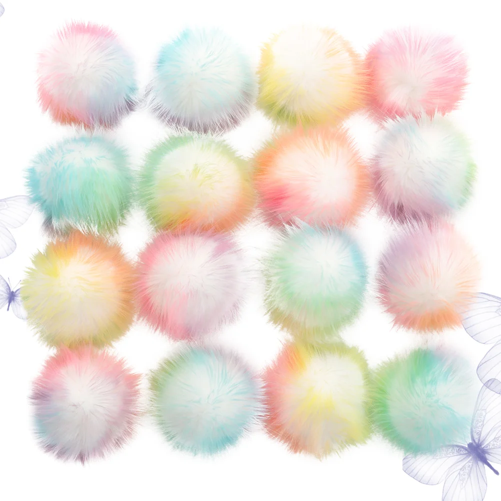 16 Pcs Fur Ball Keychain Craft Faux Fabric Plush Clothes Hat Decor Clothing Accessories Baby