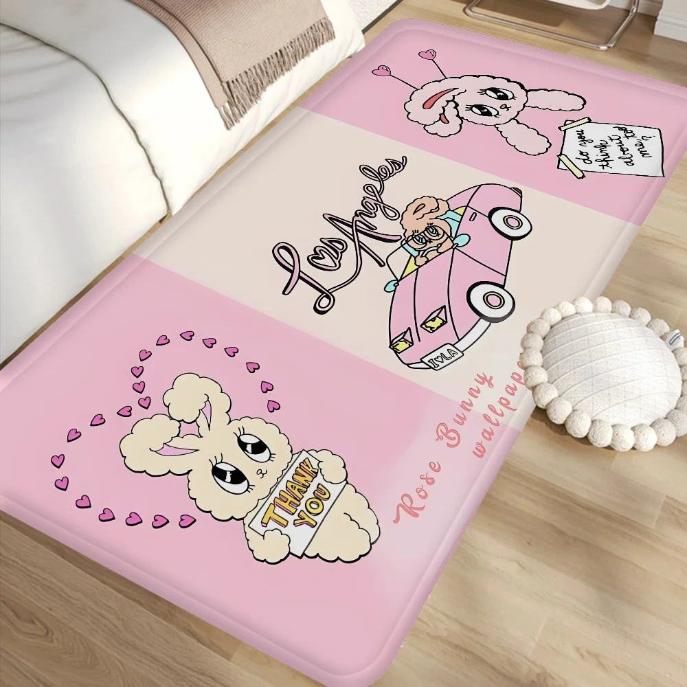 

Cute Pink Esther Bunny Bathroom Mat Anti-slip Absorb Water Long Strip Cushion Bedroon Mat Welcome Doormat