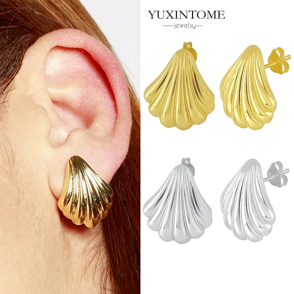 

YUXINTOME 925 Sterling Silver Needle Delicate Cute Small Earring Shelll Design Perfect Women's Earrings Beach Gift Jewelry Party
