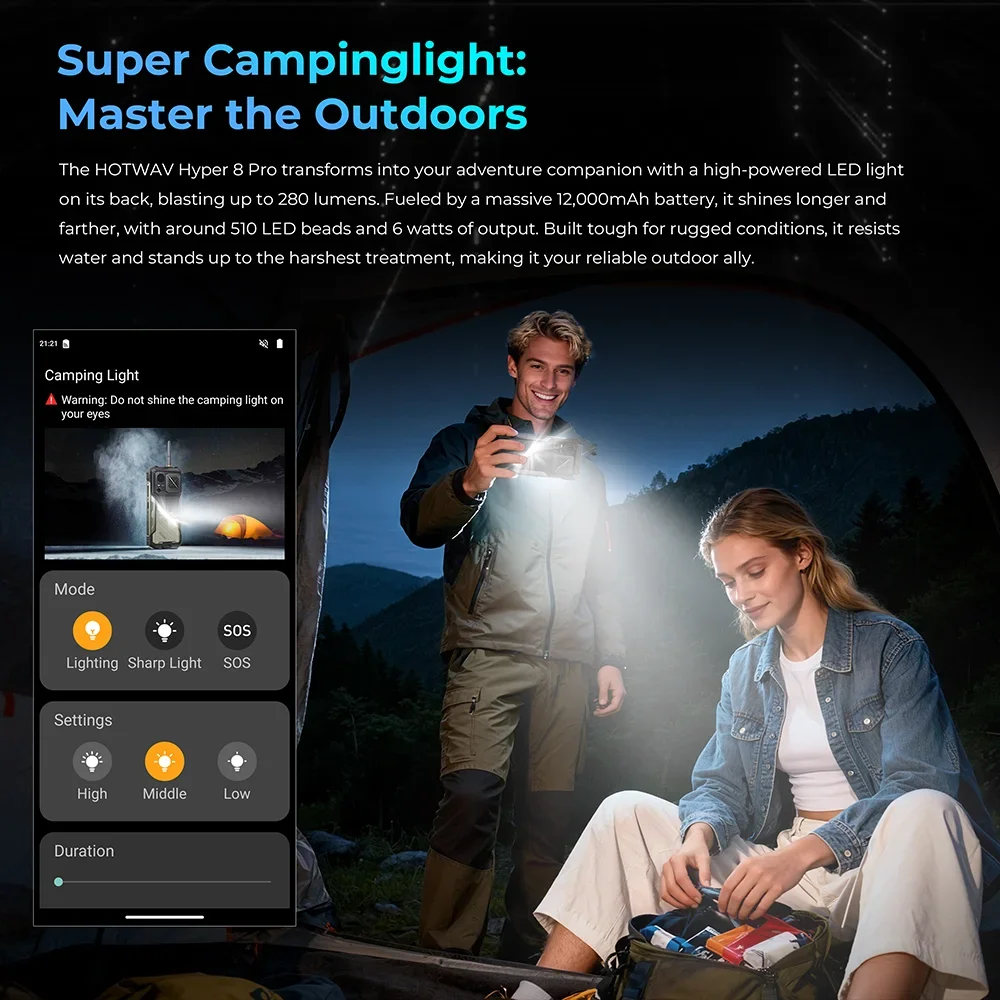 HOTWAV Hyper 8 Pro 5G Rugged Phone 125dB Loudspeaker 6.8 Inch 12GB+512GB Mobile Phones 108MP Camera 12000mAh  55W Cellphone NFC