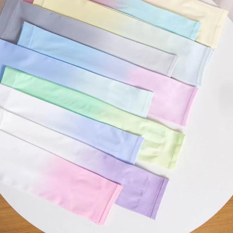 Ins Trend Gradient Color Sunscreen Dazzle Color Ice Sleeve Female Summer Ice Silk Sleeve Set UV Protection Arm Guard