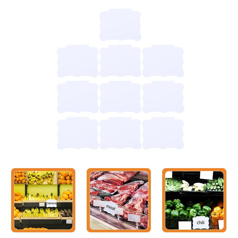 

10Pcs Supermarket Price Tag Clip-on Label Plate Erasable Reusable PVC for Retail Store Exhibition Water-Washable Advertising