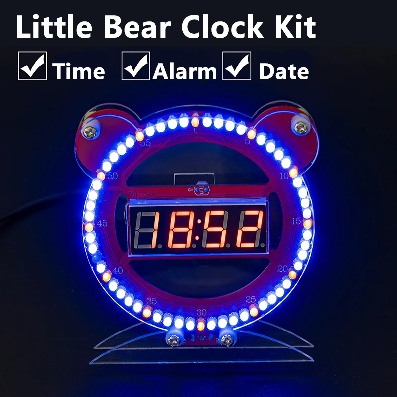 Little Bear Digital Clock Kit Light Control Temperature Creative Alarm Clock 51 Single Chip DIY Welding Electronic Product Assem