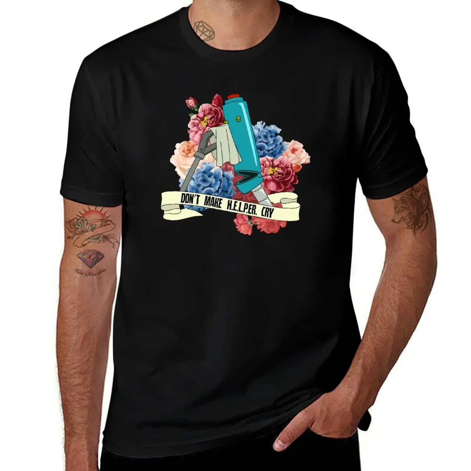 Venture Bros Helper With Flowers T-Shirt Casual Loose Short Sleeve Tee for Men T-Shirt