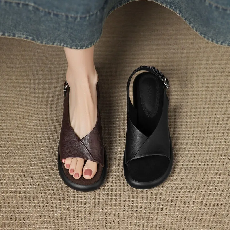 2026 Summer New Lightweight French Vintage Sandals Women's One Strap Flat Comfortable Soft Sole Sandals