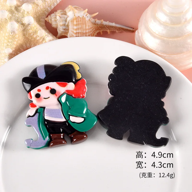 10pcs Cute Cartoon Pirate Resin Flat Back Embellishments Scrapbook Charm Kawai Big Pirate Figure for DIY Decorative Accessories