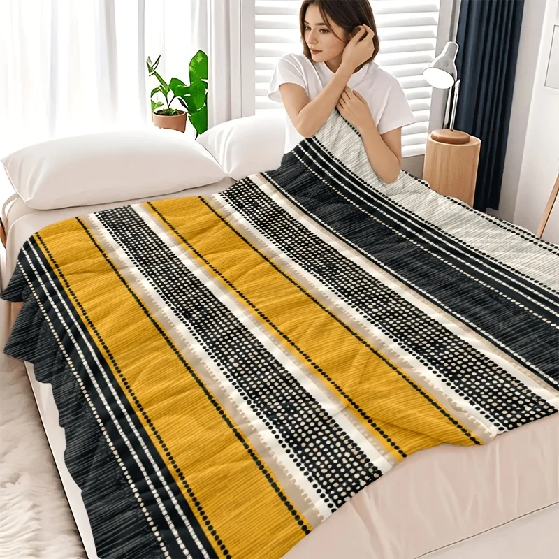 Large Striped Throw Blanket Sofa Couch Decor Geometric Yellow Gray Modern Cozy Picnic Blanket 150x200cm Bedding Textile