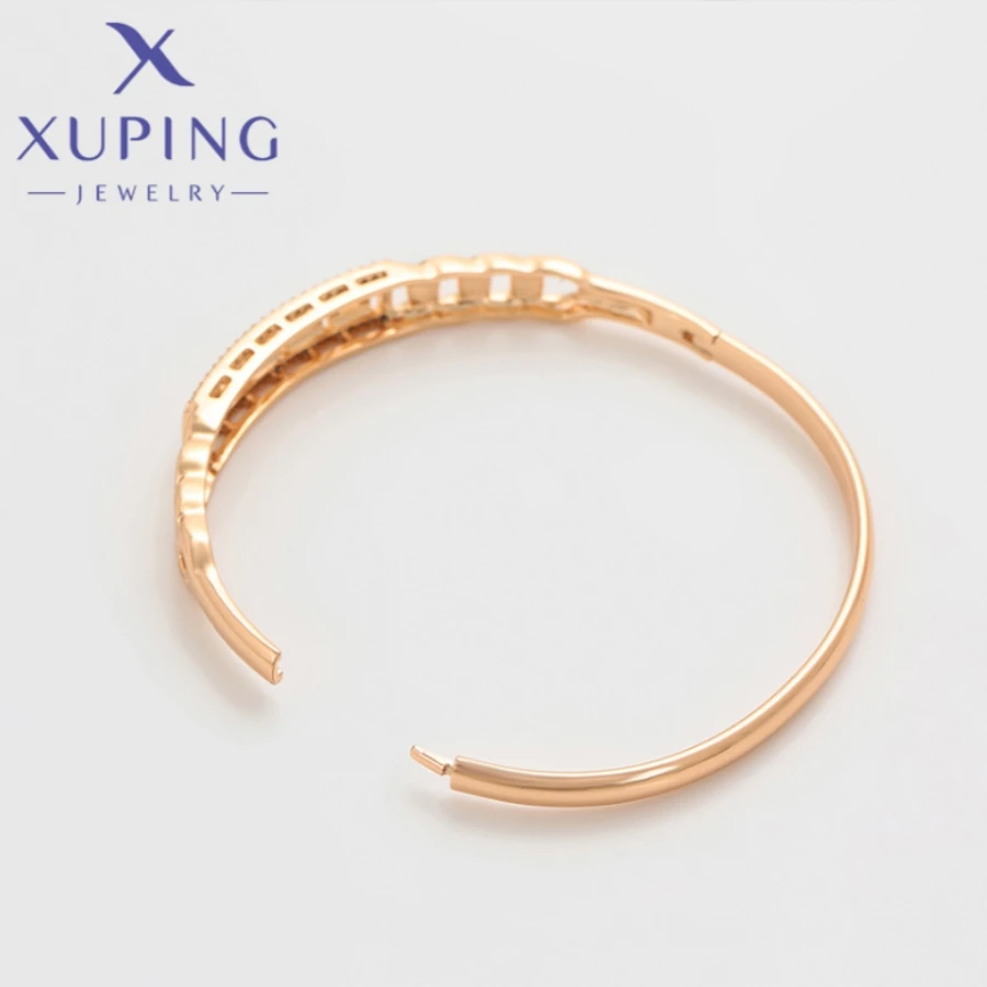 Xuping Jewelry New Fashion Gold Color Geometry Shape White Zircon Bangle for Women Schoolgirl Birthday Wish Gift Wish X000786561