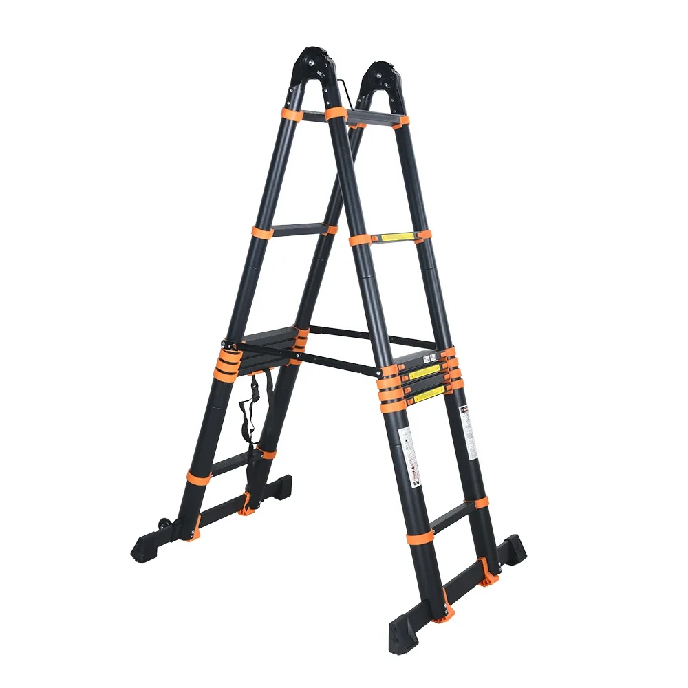 Ladder Factory Aluminium Multi-functional Telescopic Wide Step Ladder EN131