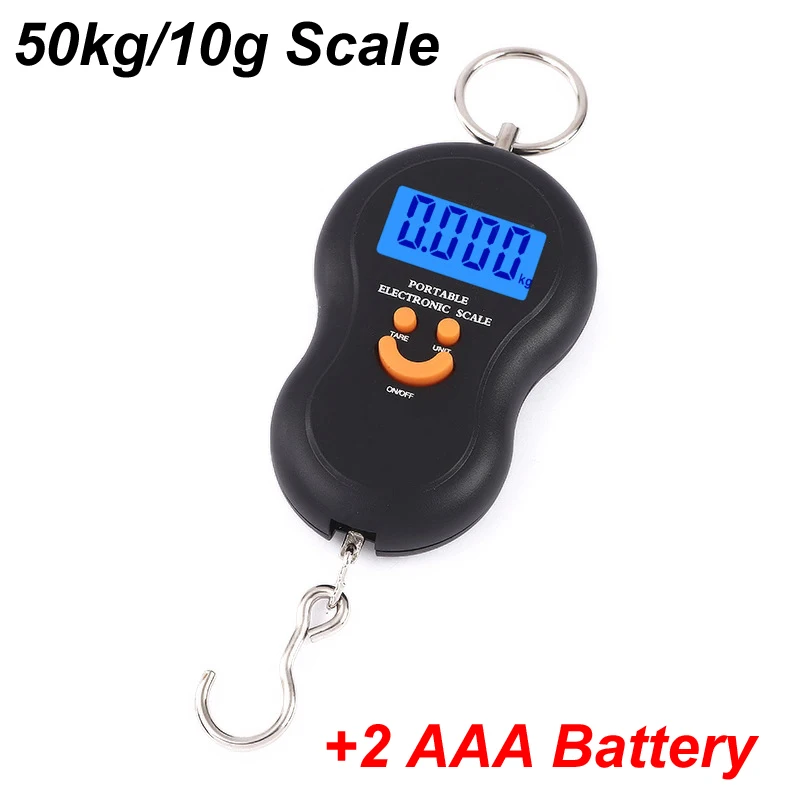 Electronic 50Kg 10g Hanging LCD Digital Scale Fishing Weights Pocket Luggage Scale laboratory teaching+2 AAA Battery