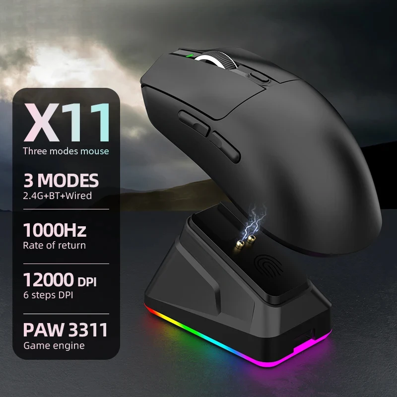 New X11 Bluetooth Wireless Mouse Game Three-Mode E-Sports Laptop PAW311 Desktop Computer Lightweight Magnetic Charging