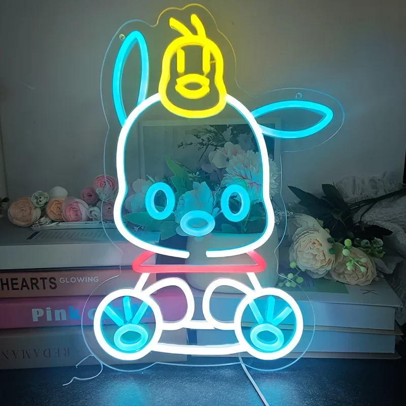 

Sanrio Pochacco Neon Light Cute Cartoon Animal Neon Lamp Yellow Blue Cute Glow Light for Kids Room Cafe Party Wall Art Decor