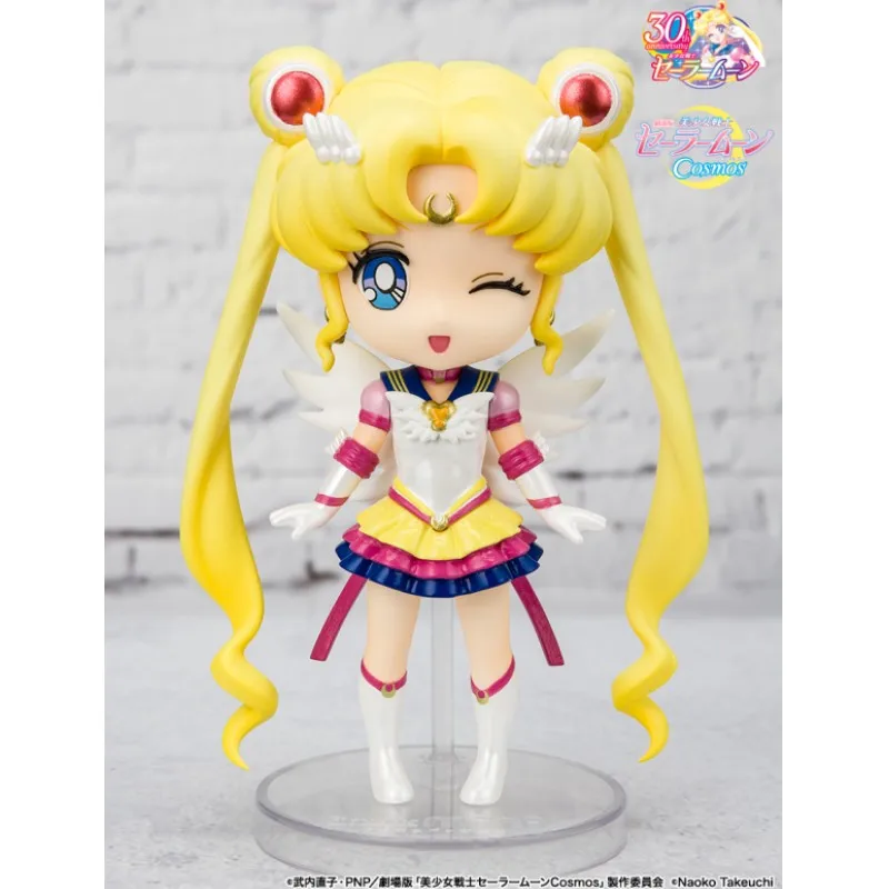 Anime Figurine Bandai Original Sailor Moon Action Figure Spirits Figuarts Tsukino Usagi Chibiusa Mini Q Model Doll Statue Toys