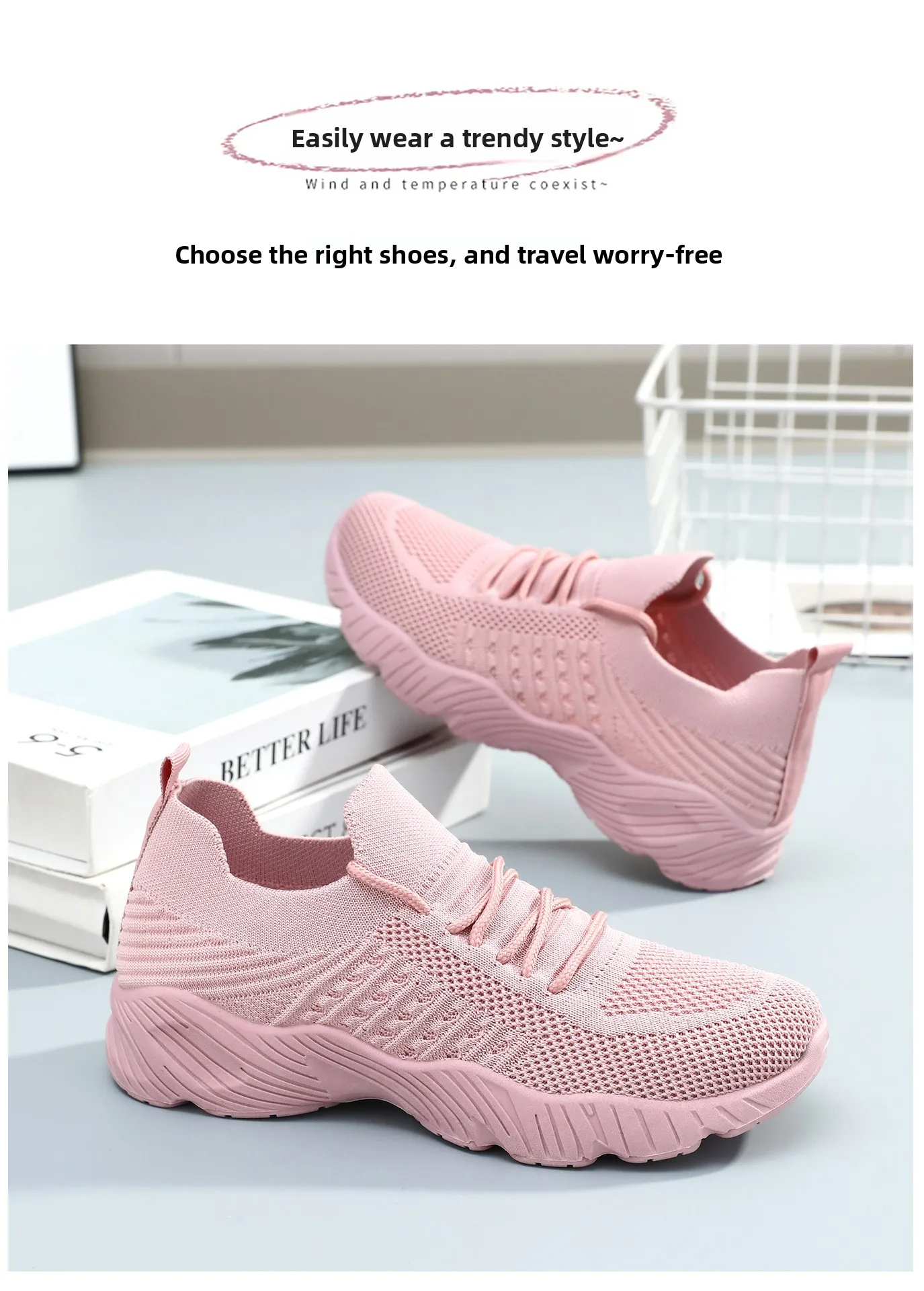 Atmungsaktive Damen-Sneaker aus Flying Weave, leichte, weiche Sohle, für ältere Menschen, Mutter, Wanderschuhe, Sommer-Mesh, rutschfeste, lässige Sportschuhe – Detail 2