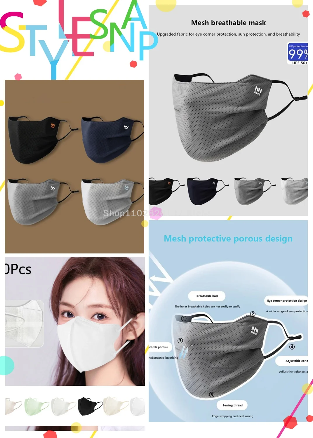 

1/20 шт., УФ-защита от солнца, велосипедная маска из ледяного шелка, M/L, регулируемая дышащая маска для мужчин и женщин, охотничья спортивная маска для бега, летняя