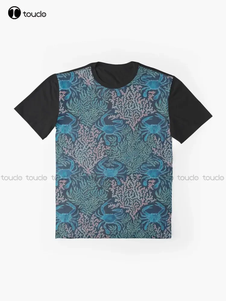 Camiseta gráfica de dança de caranguejo nas algas marinhas, camisa marrom com impressão digital, presente de natal, novo popular Xxs-5Xl streetwear