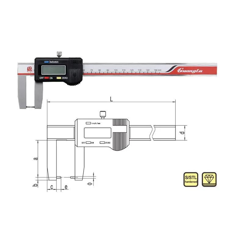 Guanglu Digital Caliper with Round Measuring Points for Outside Grooves,Double pointed measuring needle