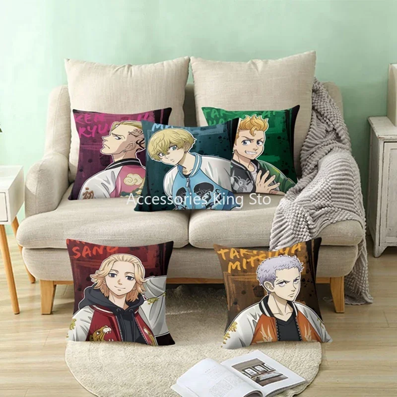 

45x45cm Tokyo Revenger Sleeping Pillowcase Cartoon Print Pillow Cover Anime Cushion Case Cosplay Accessories for Home Decor Gift