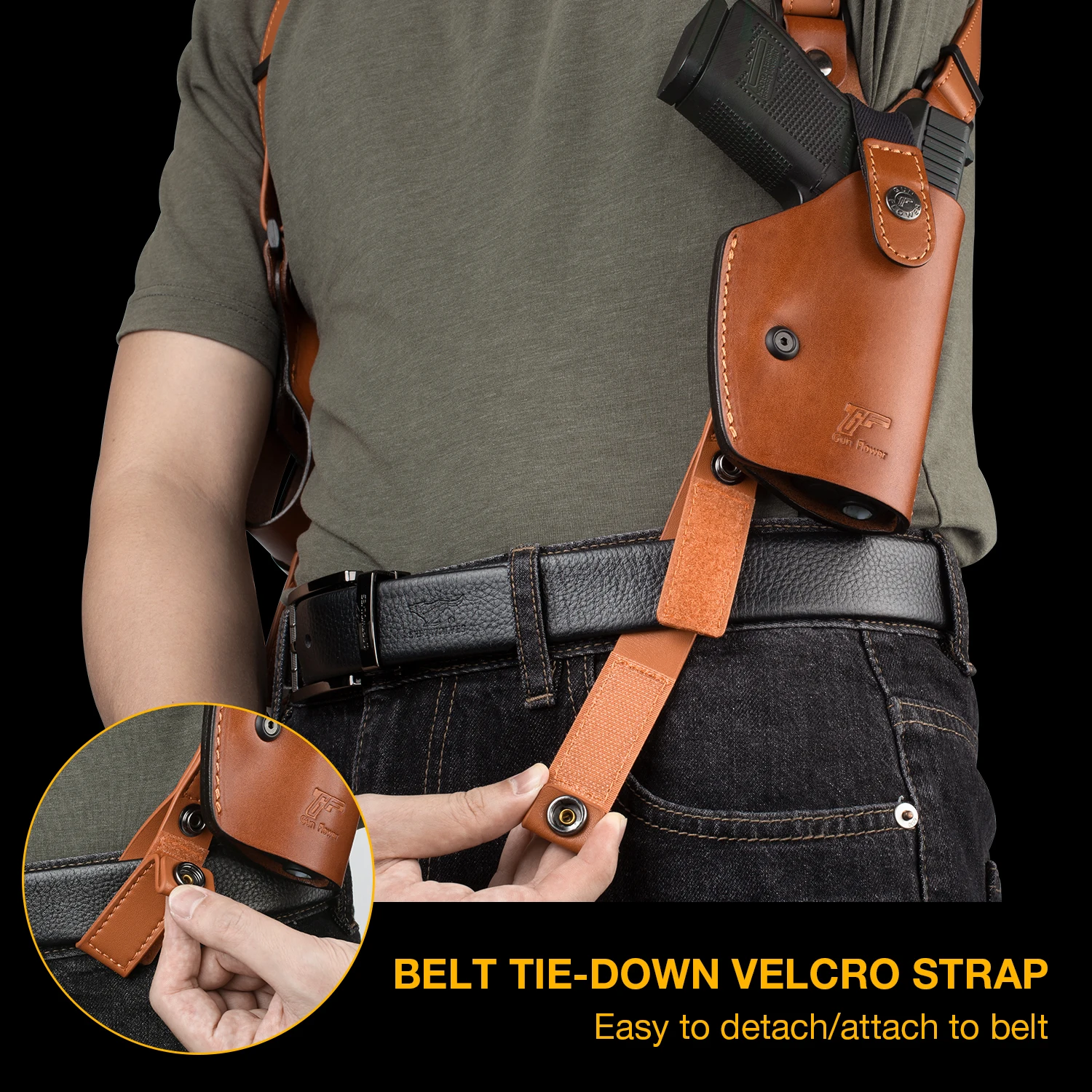 Universal Leather Shoulder Holster Vertical Concealed Carry with Double Magazine Holder Fit Taurus G2C/G3C G17 G19 Sig P226