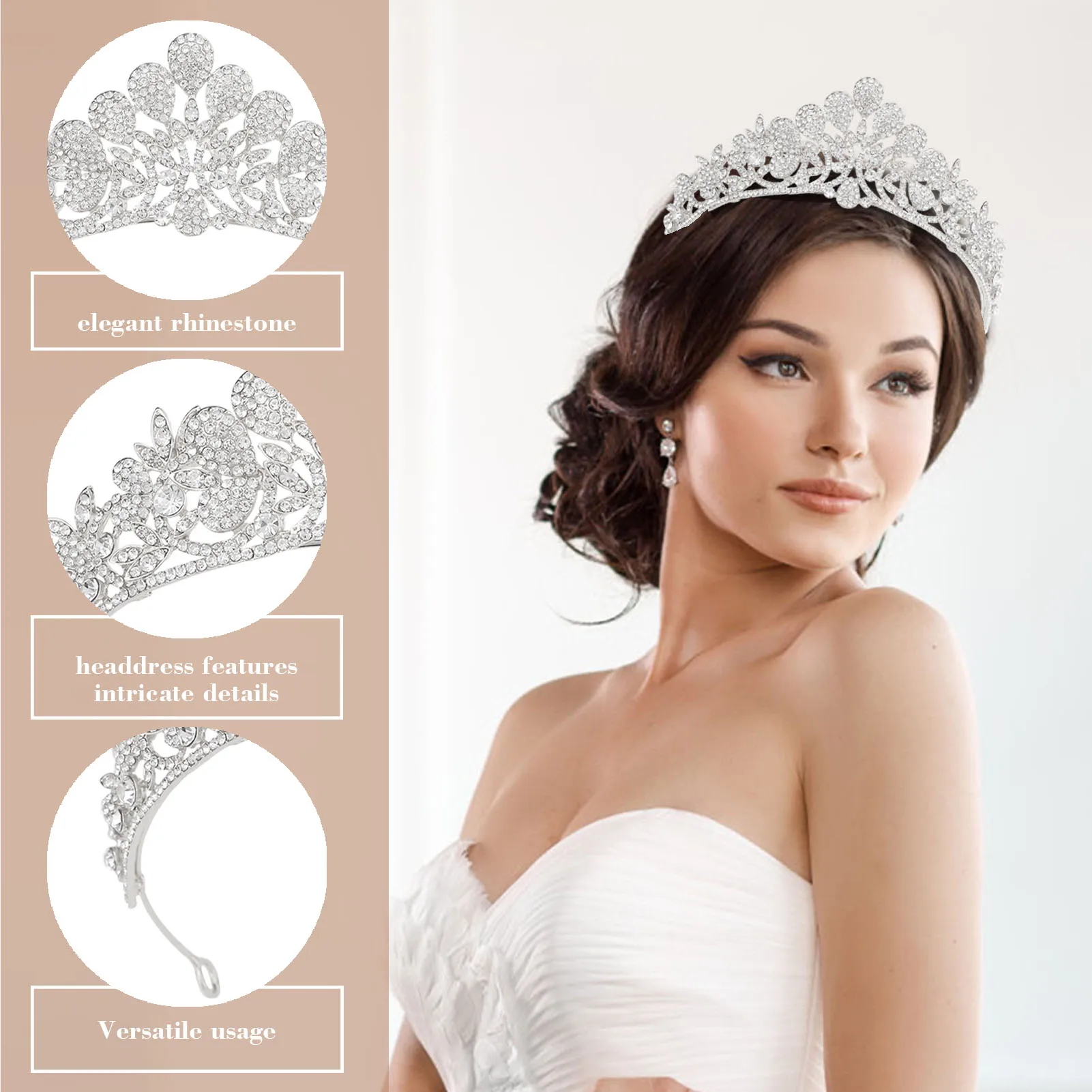 Ornement de cheveux luxueux pour demoiselle d'honneur, couronnes en biscuits, bijoux de cheveux, accessoire de fête de princesse, décor de tête de mariage, chaud, nouveau