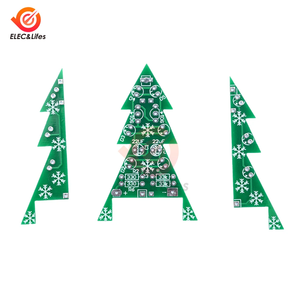 미니 3D 크리스마스 트리 납땜 연습 전자 과학 조립 키트 3 컬러 플래싱 LED PCB 보드 용접 연습 부품