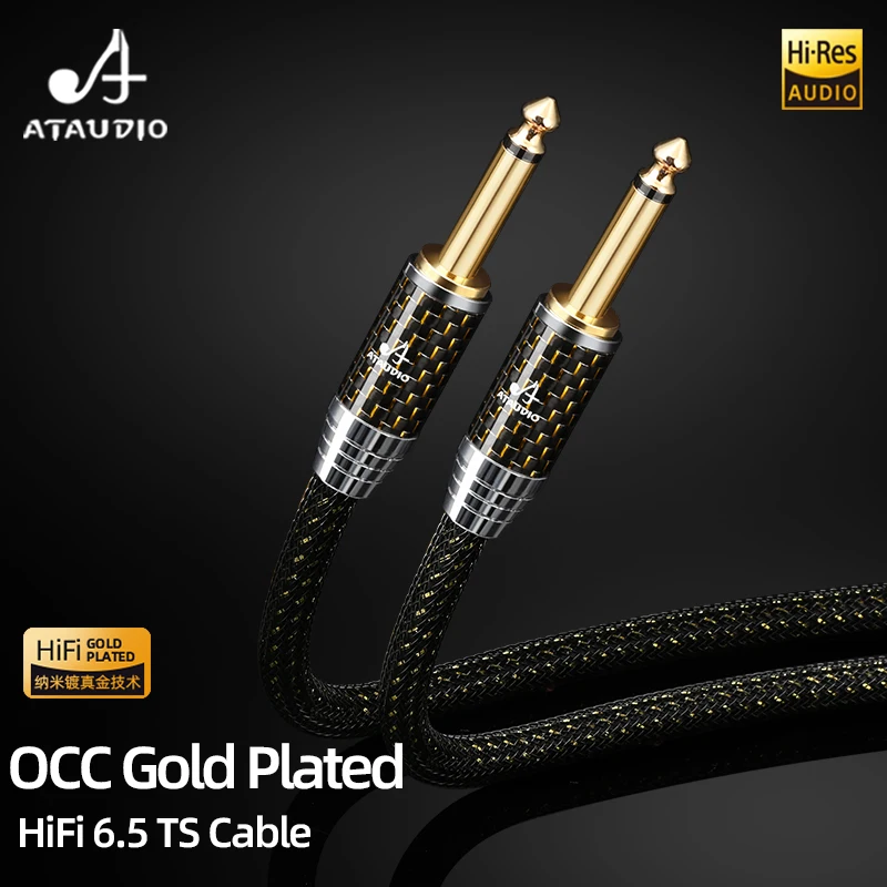 HiFi 6.5mm Audio Cable High Quality OCC Gold-plated 6.5mm TS Guitar Cable 6.5 Male to Male for Amplifier Mixer