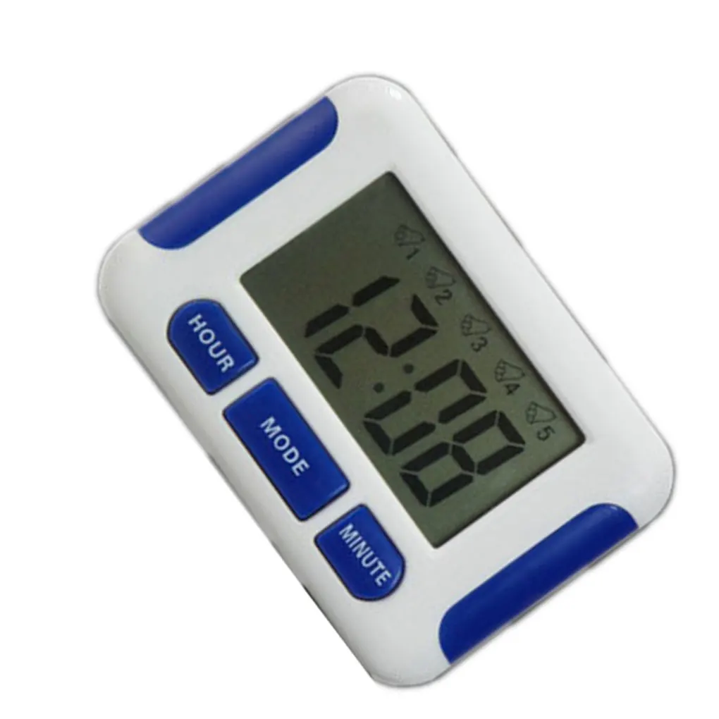 Timer da cucina elettrico portatile Promemoria orario con display LCD digitale per cucinare Progetti scolastici di cottura Temporizzatore per uova a 5 canali