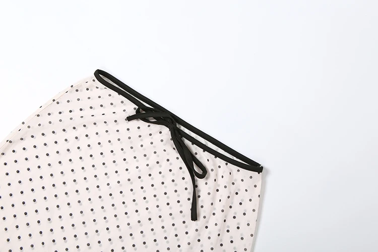 Kliou Lange Röcke mit Polka-Dot-Print für Damen, sexy, durchsichtiges Design, Kordelzug, elastische Taille, Hot Girls High Street Style Buttoms – Detail 6