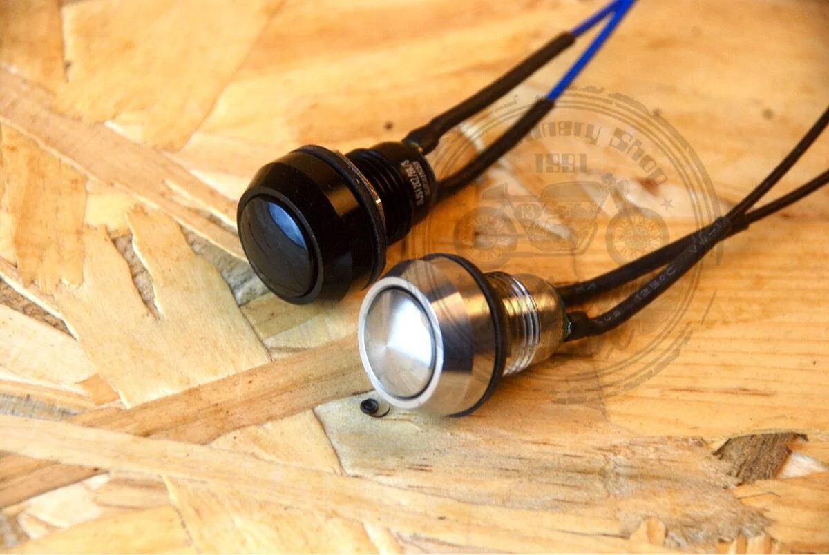 【Premium】For Motorcycle modification retro simple switch, 8mm 12mm headlight high and low beam start, metal individual button sw