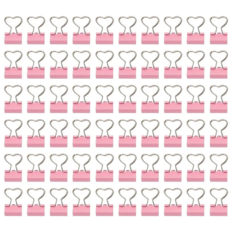 VO-сердечная ручка, металлические зажимы для переплета, 60PSC, дизайн с выдолбленным сердцем для повышенной стильной функциональности, розовый цвет