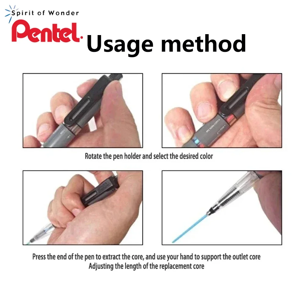 Japan Pentel PH803ST/PH802ST Multi+8 Mechanical Pencil 2.0mm Knock Type Colered Pencils Ballpoint Pen Refill 0.7mm School