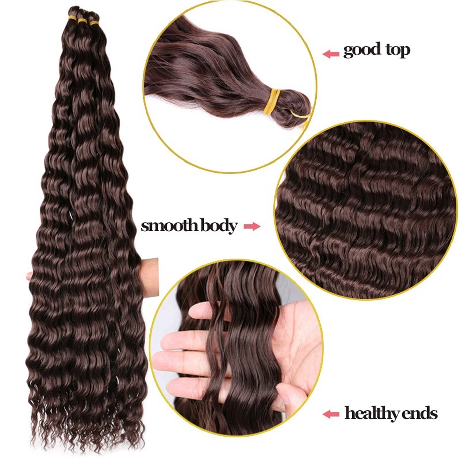 30 นิ้ว Deep Wave Twist ผมสังเคราะห์ Water Wave Twist Crochet ผมหยิกโครเชต์ Braids Braiding Hair Extension สําหรับผู้หญิง