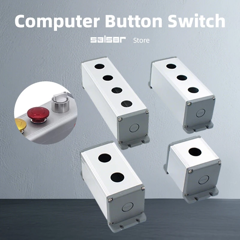 Switch Box Only For Metal Push Button 16/19/22mm Waterproof With / Without Side Lug 2/4/6 Holes Aluminum Alloy Shell 45*45