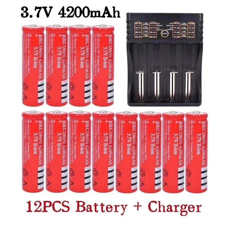 Rechargeable Lithium-ion Battery with Charger, 18650 EvreFire Flashlight, 100% Original, 3.7V, 4200 mAh