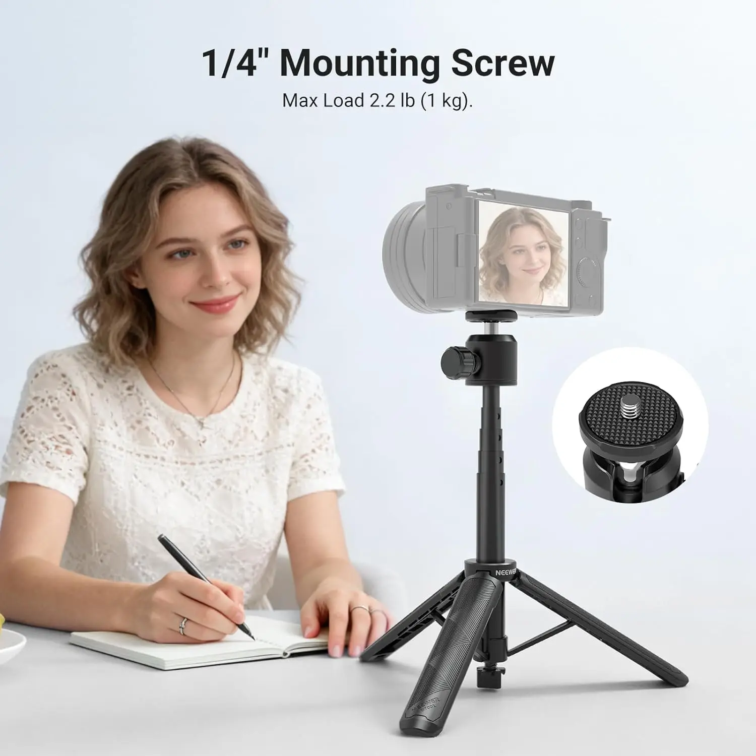 NEEWER Ausziehbarer Selfie-Stick-Stativ, Metallständer-Handgriff für Canon G7X Mark III Sony ZV-1 RX100 VII A6400 A6600 Nikon – Detail 5