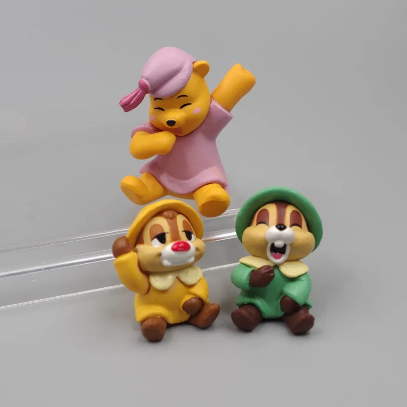 3pcs/set Disney Chip 'n' Dale Winnie the Pooh Kawaii Cartoon Toy Cake Decoration Gifts for Kids